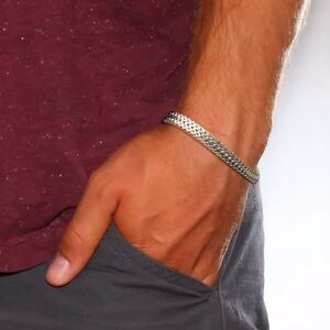 Men’s Double Rope Chain Bracelet Stainless Sterling 9” Punk